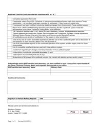 Form 200 Application for Texas Certification of Electronic Pollbook - Texas, Page 2