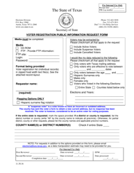 Document preview: Voter Registration Public Information Request Form - Texas