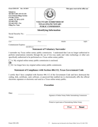 Form 2303-ON Voluntary Surrender of Texas Online Notary Public Commission - Texas, Page 3