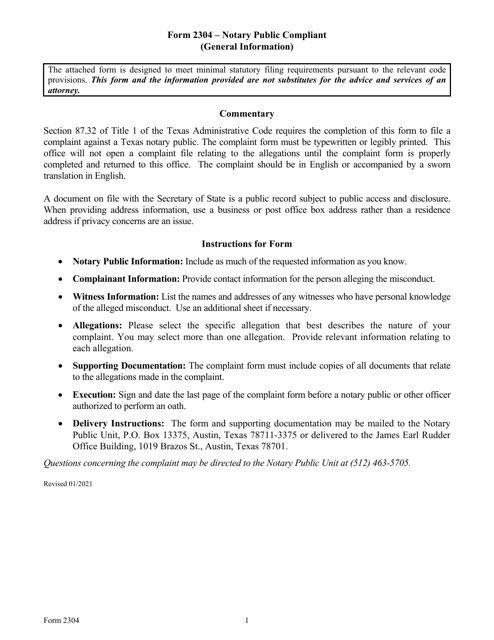 Form 2304  Printable Pdf