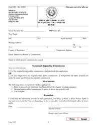 Form 2305 Application for Change of Name as Texas Notary Public - Texas, Page 2