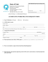 Document preview: Alternative Work Practice Request Form - Utah