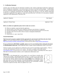 Asbestos Individual Certification Application Form - Utah, Page 2