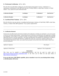 Lead-Based Paint Certification Application for Firms - Utah, Page 2