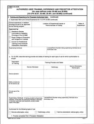 Form DWMRC-02A (AUS) Authorized User Training, Experience, and Preceptor Attestation (For Uses Defined Under 35.400 and 35.600) - Utah, Page 4