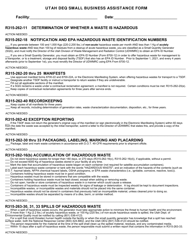 Utah DEQ Small Business Assistance Form - Utah, Page 2