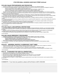 Utah DEQ Small Business Assistance Form - Utah, Page 3
