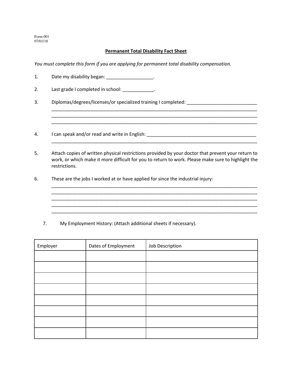 Form 001 Application for Hearing - Industrial Accident Claim - Utah, Page 5