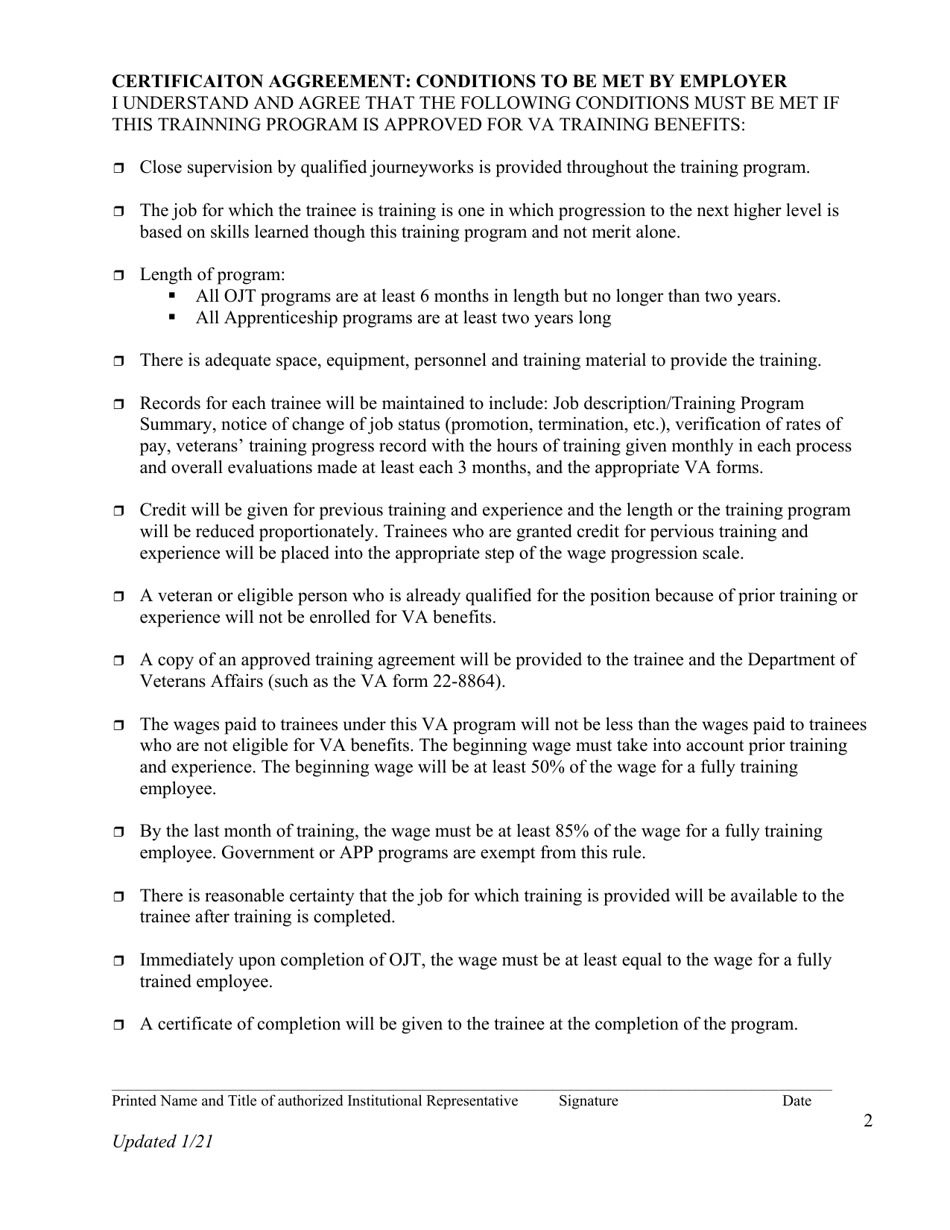 Application for Approval of Ojt / Apprenticeship Programs - Utah, Page 2