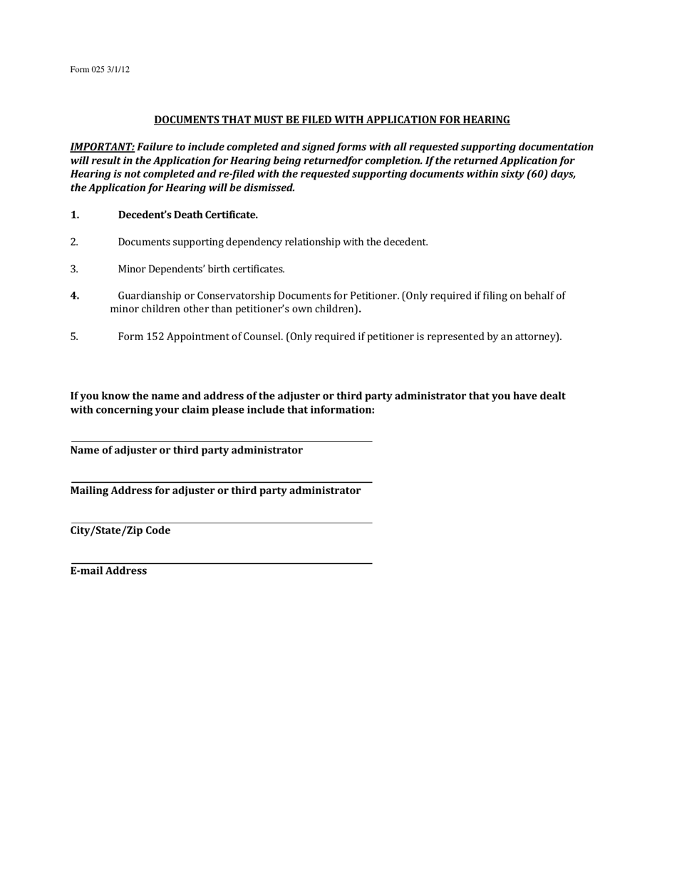 Form 025 Application for Hearing-dependents Benefits and / or Burial Benefits - Industrial Accident Claim - Utah, Page 3