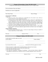 SAA Form 4251 &quot;Change of Ownership or Name 38 Cfr 21.4251&quot; - Utah