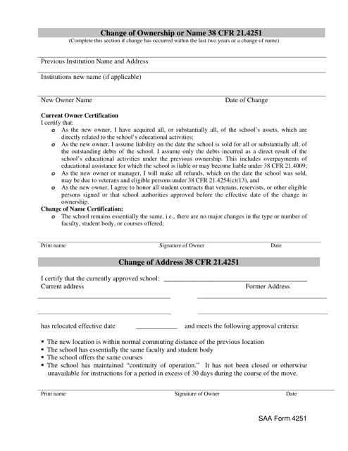 SAA Form 4251  Printable Pdf