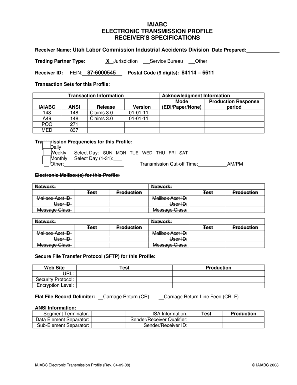 Iaiabc Electronic Transmission Profile - Utah, Page 1