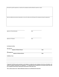 Application for Authorization to Employ a Minor - Utah, Page 3