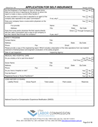 Official Form 109 Application for Self-insurance - Utah, Page 3