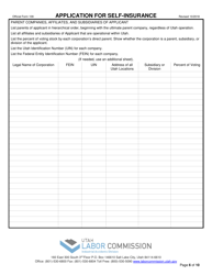 Official Form 109 Application for Self-insurance - Utah, Page 6