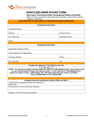 Whistleblower Intake Form - Utah