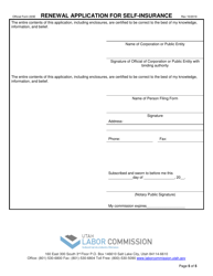 Official Form 223E Renewal Application for Self-insurance - Utah, Page 5