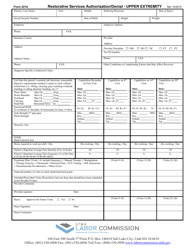Form 221B &quot;Restorative Services Authorization/Denial - Upper Extremity&quot; - Utah