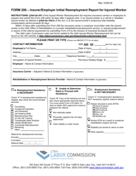 Form 206 &quot;Insurer/Employer Initial Reemployment Report for Injured Worker&quot; - Utah