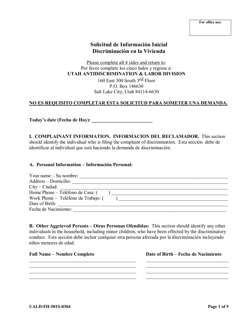 Form UALDFH501S0304 Fill Out, Sign Online and Download Fillable