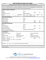 Form 122C &quot;First Report of Injury or Illness&quot; - Utah