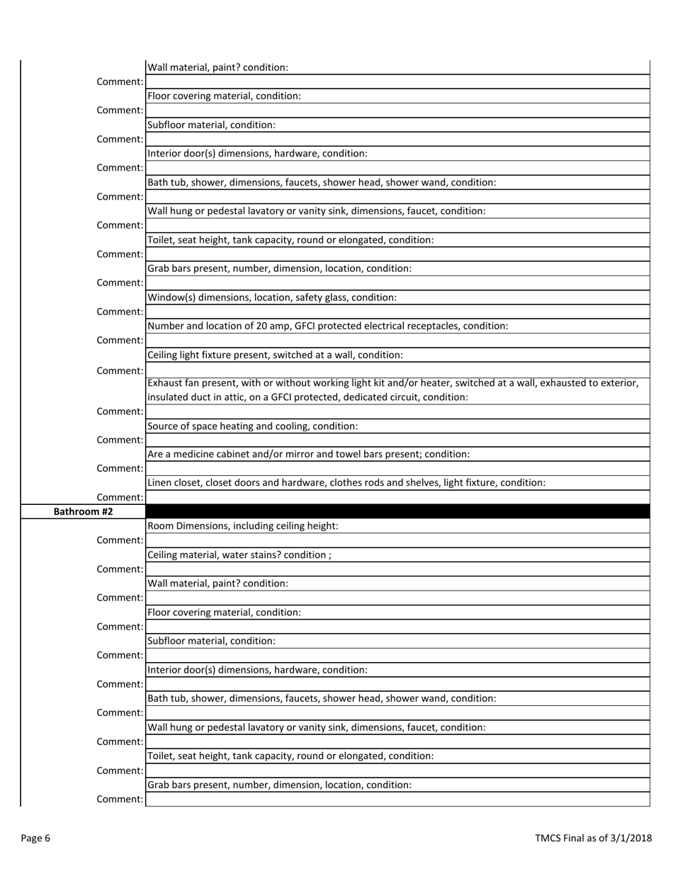 Initial Inspection Checklist for Housing Rehabilitation - Texas, Page 6