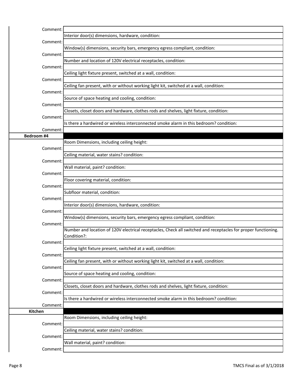 Initial Inspection Checklist for Housing Rehabilitation - Texas, Page 8