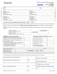 Document preview: Financial Form for Chap - Children With Special Health Care Needs (Cshcn) - Utah