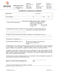 Document preview: Authorization to Disclose Health Information to Other Providers - Utah