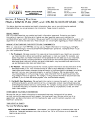 Document preview: Notice of Privacy Practices Family Dental Plan (Fdp) and Health Clinics of Utah (Hcu) - Utah