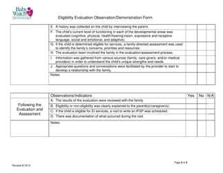 Eligibility Evaluation Observation/Demonstration Form - Utah, Page 2