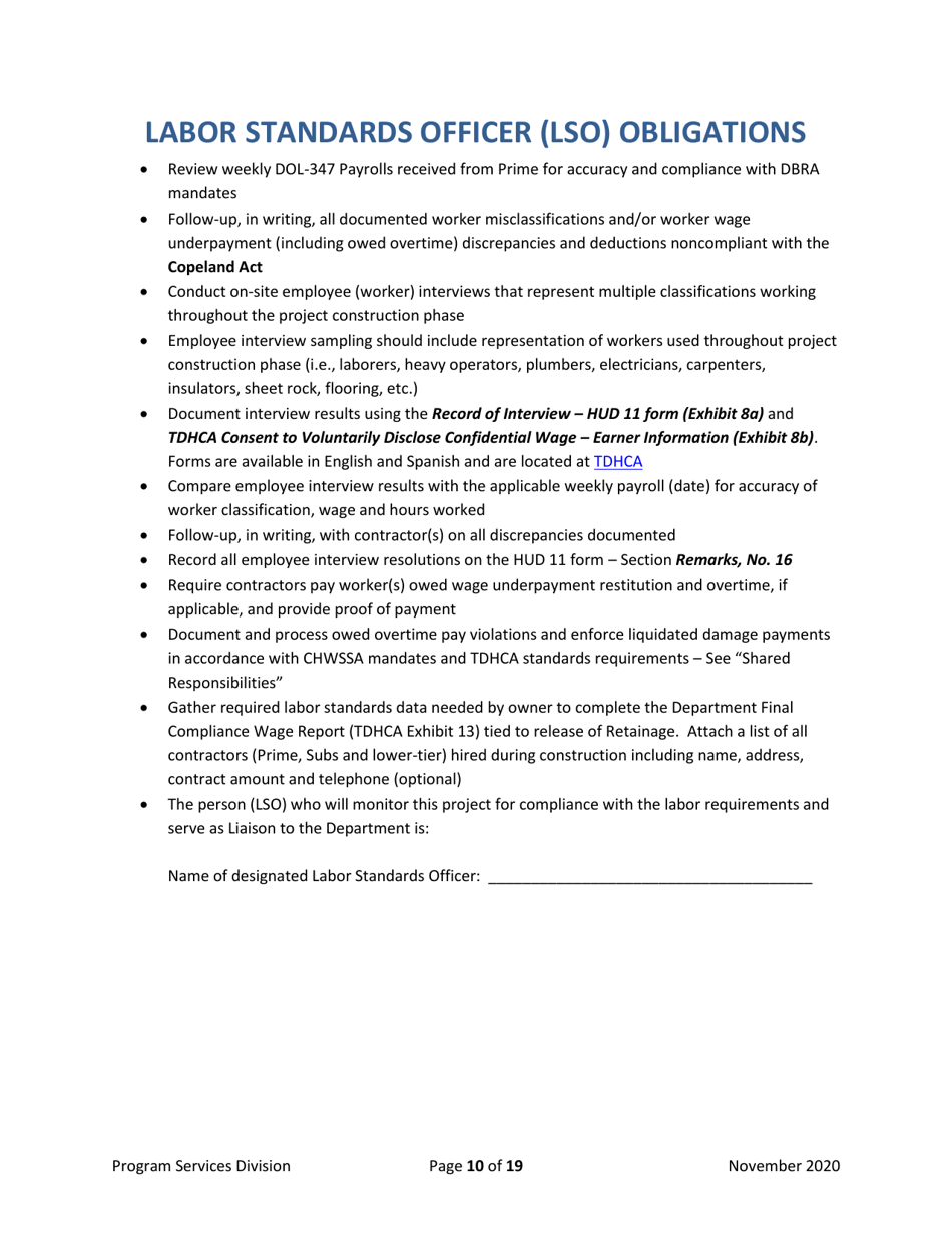 Record of Preconstruction Conference Davis-Bacon Labor Standards - Texas, Page 10