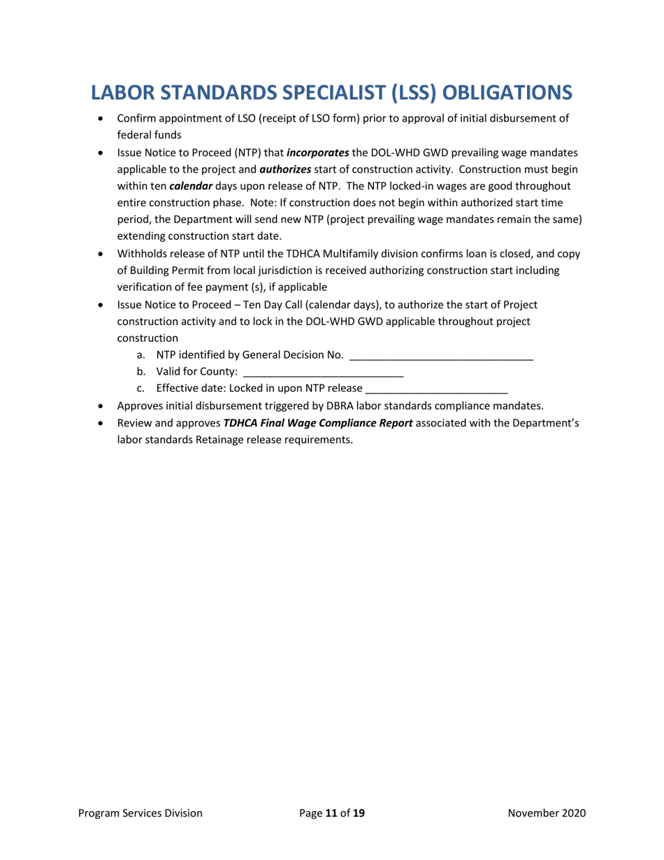 Record of Preconstruction Conference Davis-Bacon Labor Standards - Texas, Page 11