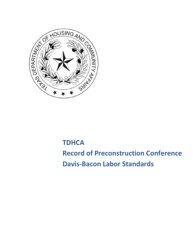 Record of Preconstruction Conference Davis-Bacon Labor Standards - Texas