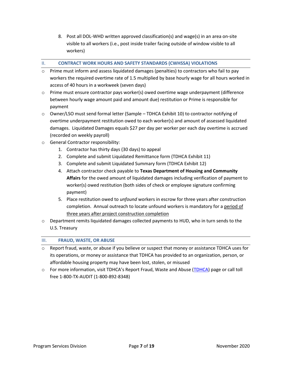 Record of Preconstruction Conference Davis-Bacon Labor Standards - Texas, Page 7