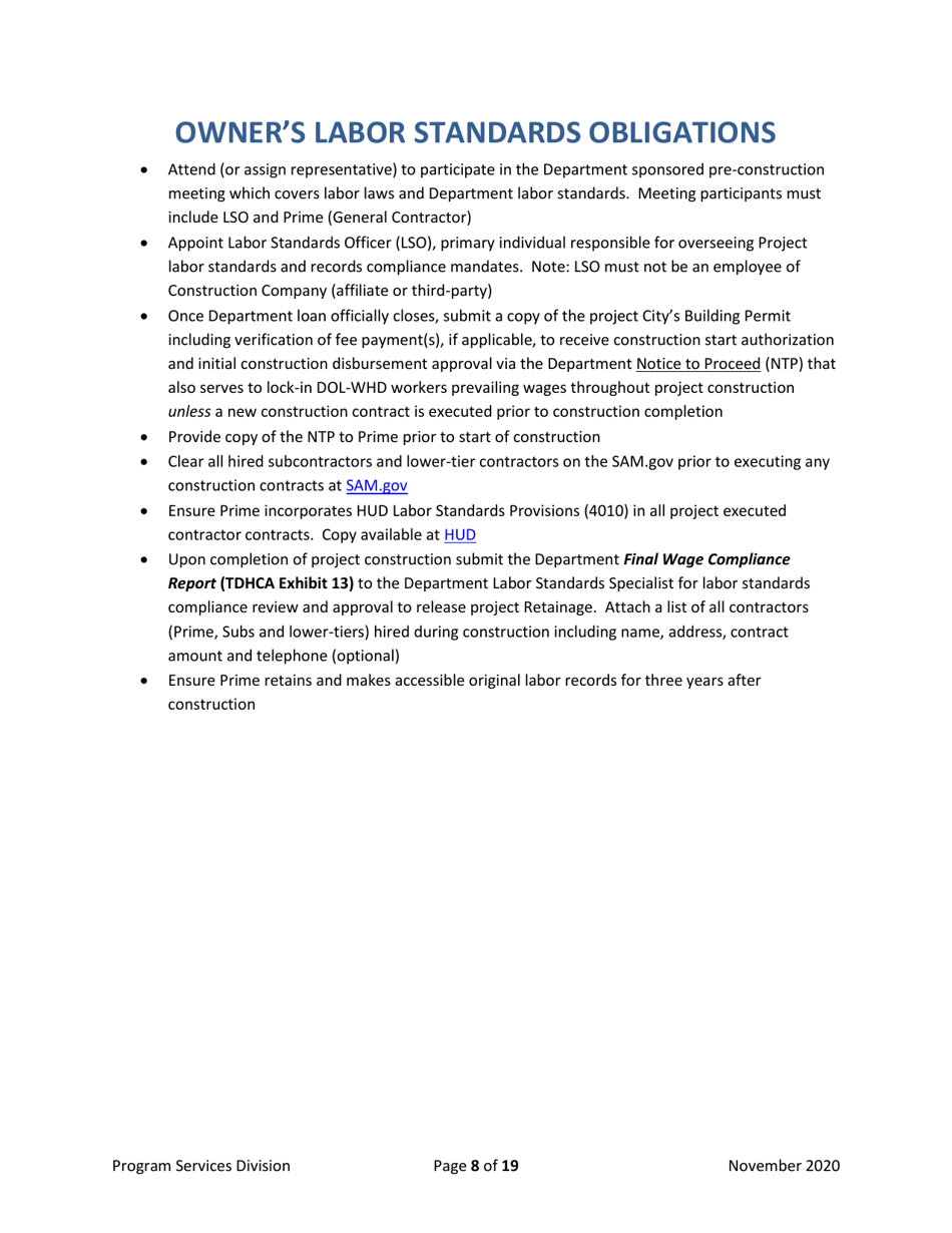 Record of Preconstruction Conference Davis-Bacon Labor Standards - Texas, Page 8