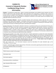 Document preview: Exhibit 8B Consent to Voluntarily Disclose Confidential Wage-Earner Information - Texas