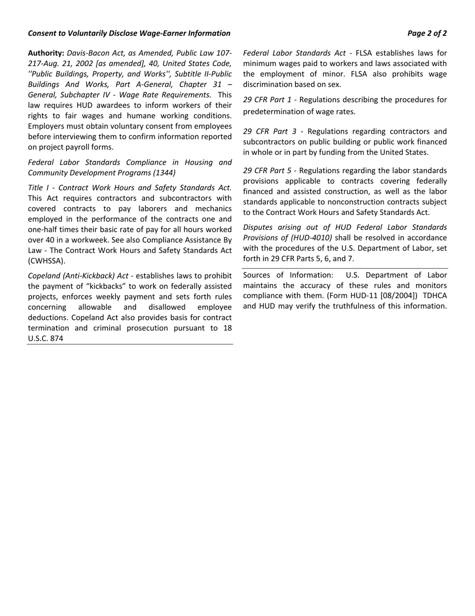 Exhibit 8B Consent to Voluntarily Disclose Confidential Wage-Earner Information - Texas, Page 2