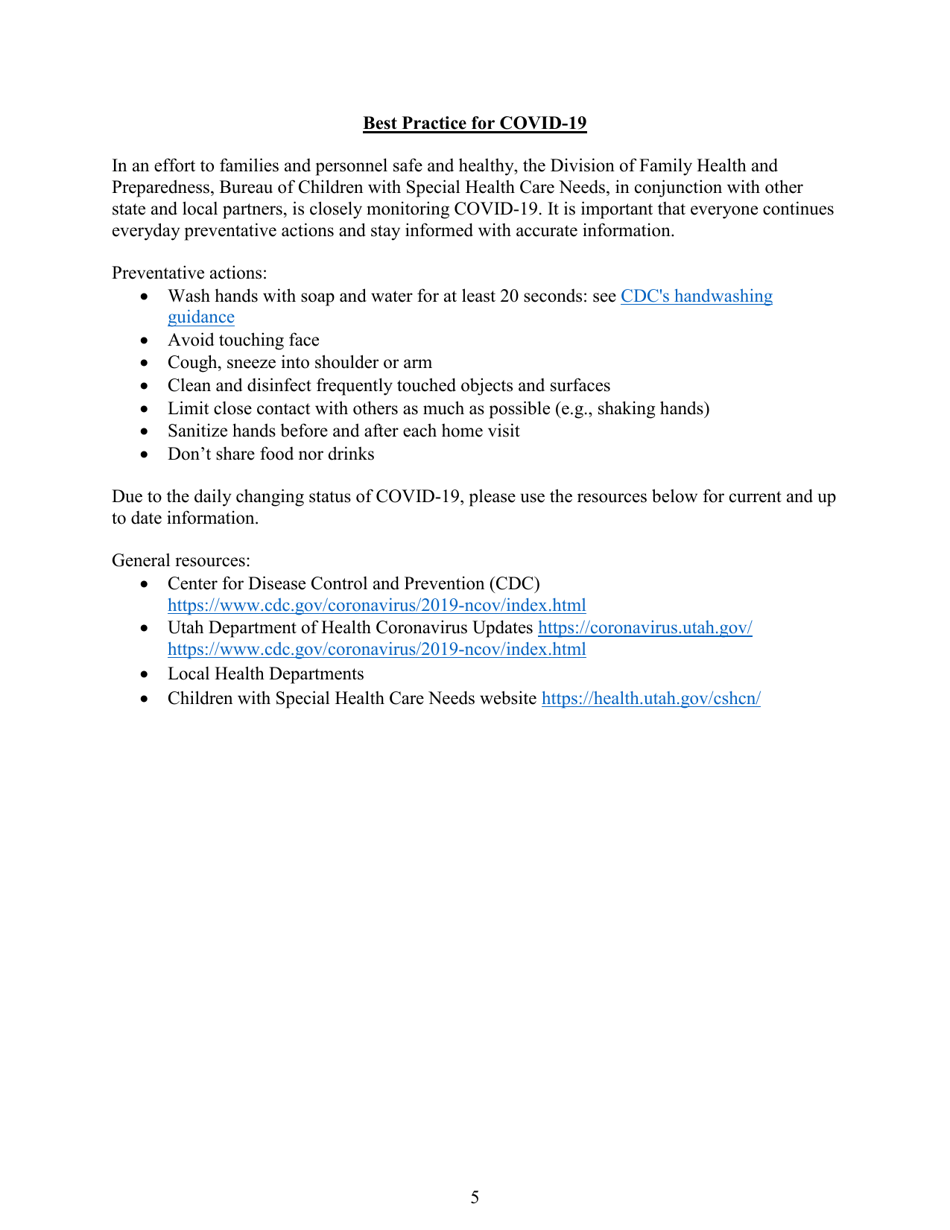 Family Telehealth Technology Checklist - Utah, Page 5