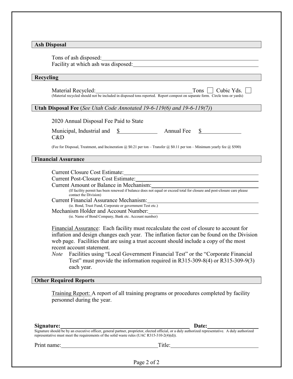 Solid Waste Incinerator Annual Report - Utah, Page 3