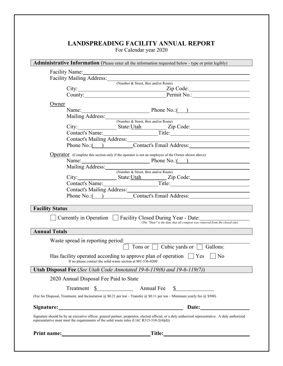 Landspreading Facility Annual Report - Utah, Page 2