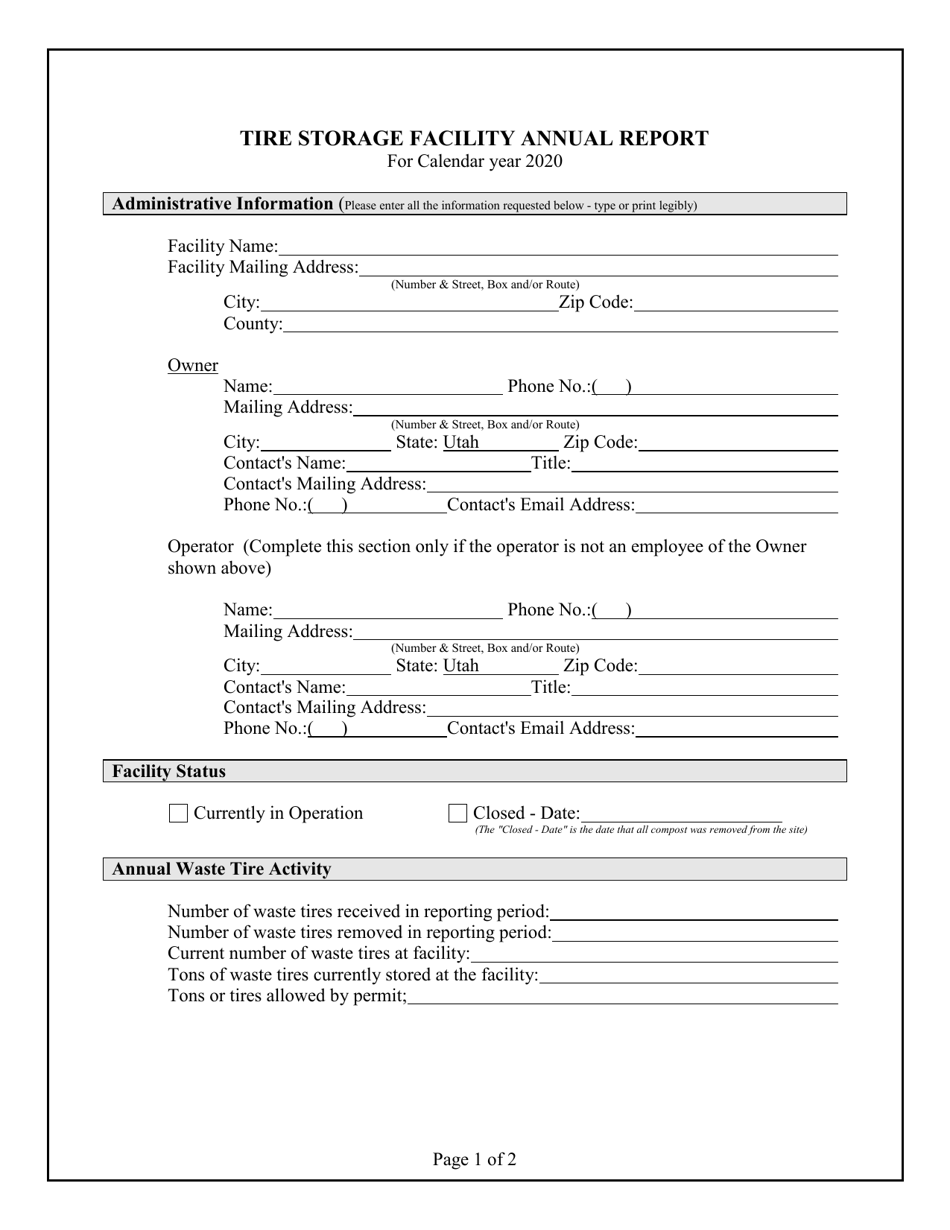 Tire Storage Facility Annual Report - Utah, Page 2