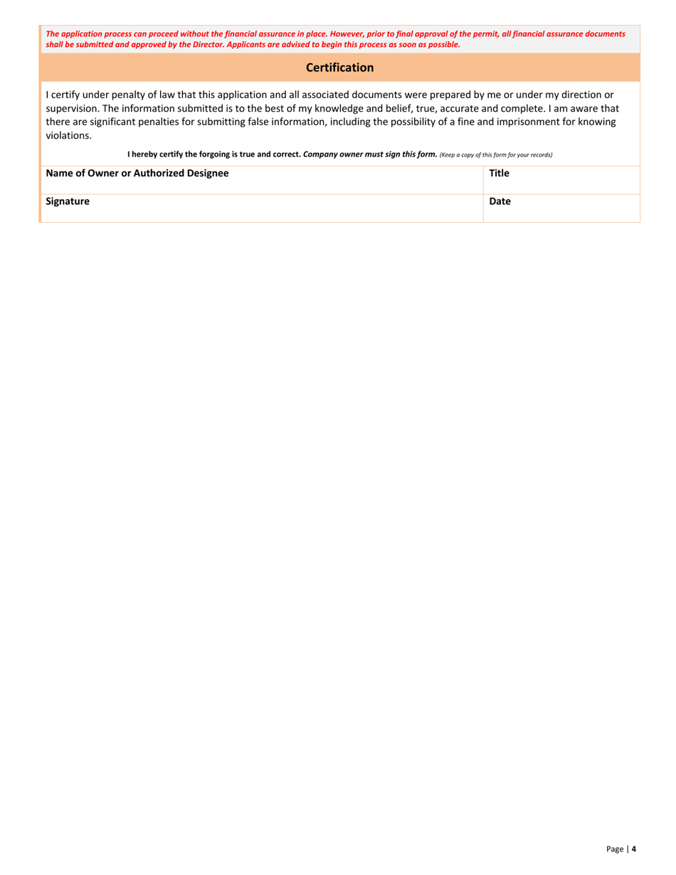 Used Oil Transfer Facility Application - Utah, Page 4