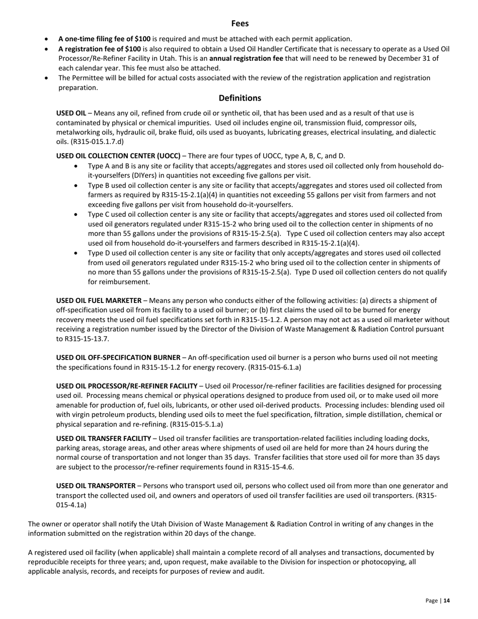 Used Oil Processor / Re-refiner Facility 10-year Renewal - Utah, Page 14