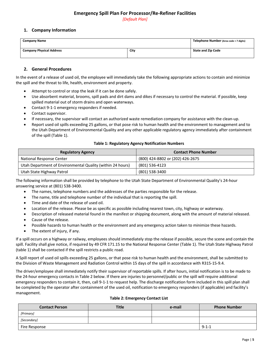Used Oil Processor / Re-refiner Facility 10-year Renewal - Utah, Page 5