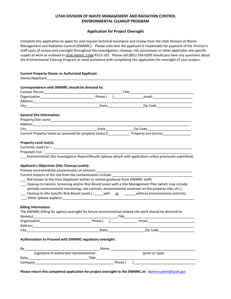 Utah Application for Project Oversight - Fill Out, Sign Online and ...