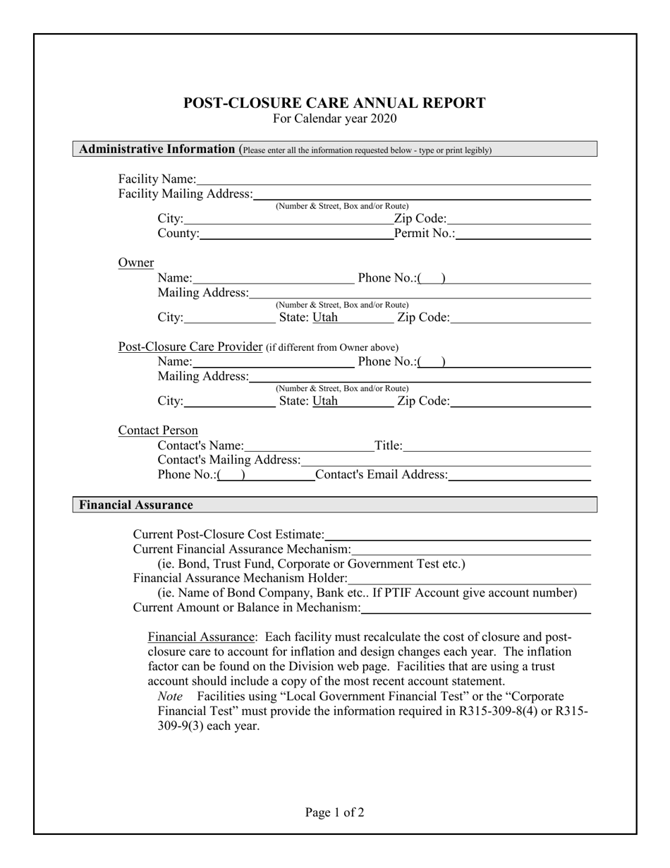 Post-closure Care Annual Report - Utah, Page 2