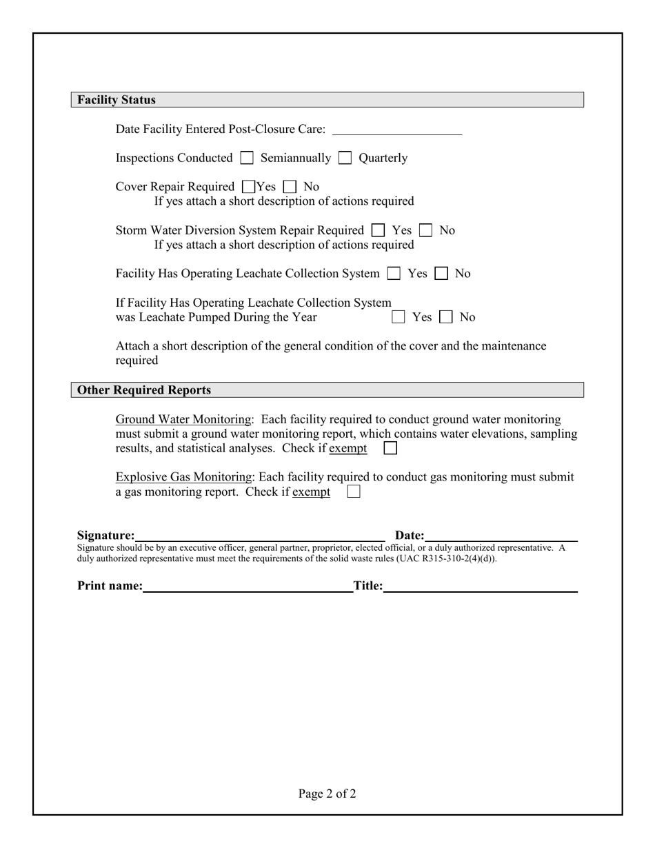 Post-closure Care Annual Report - Utah, Page 3