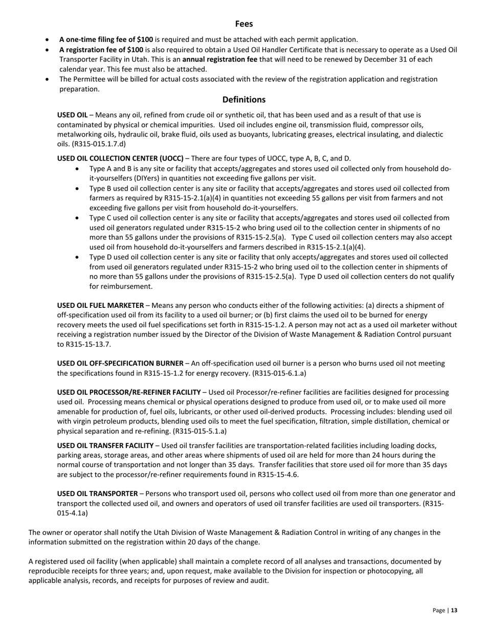 Used Oil Transporter 10-year Renewal - Utah, Page 13